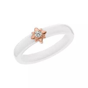 Керамическое кольцо с фианитами и со сталью