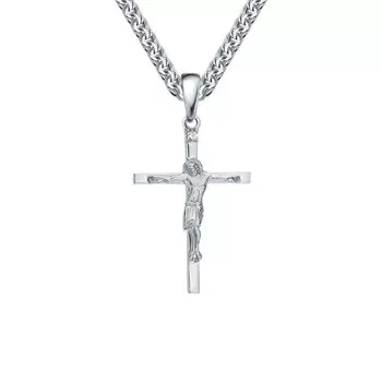 Платиновый крест-подвеска с бриллиантом