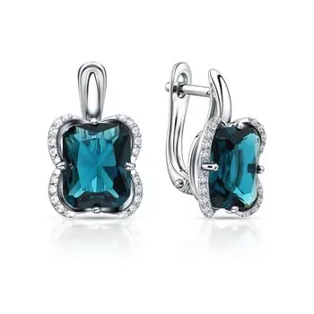 Серьги с фианитами и топазами синтетическими