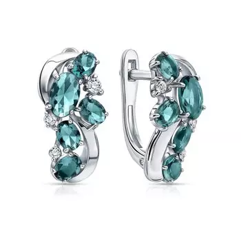 Серьги с фианитами и топазами синтетическими