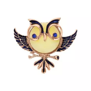 Серебряная брошь с эмалью, природным янтарем и ювелирным стеклом