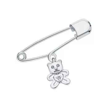 Серебряная брошь с бриллиантами природными