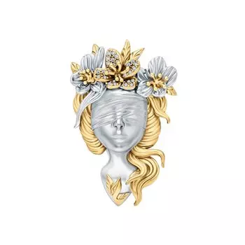 Серебряная брошь с фианитами