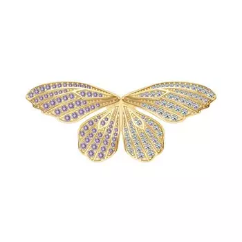 Серебряная брошь с фианитами