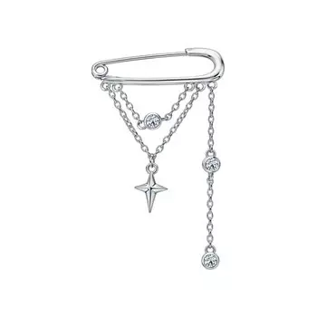 Серебряная брошь с фианитами