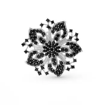 Серебряная брошь с фианитами