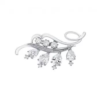 Серебряная брошь с фианитами