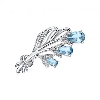 Серебряная брошь с фианитами