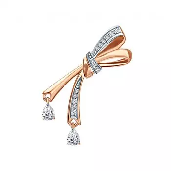 Серебряная брошь с фианитами