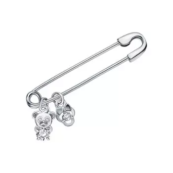 Серебряная брошь с фианитами