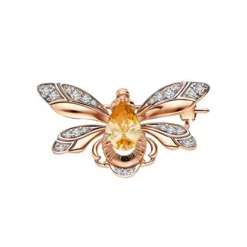 Серебряная брошь с фианитами