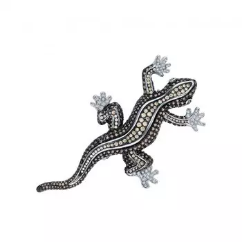 Серебряная брошь с фианитами