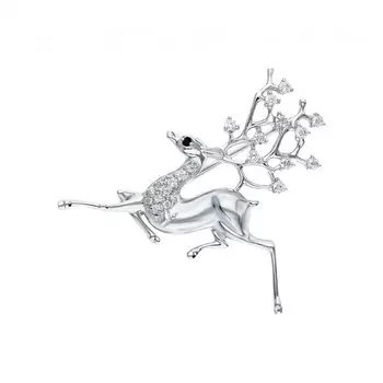 Серебряная брошь с фианитами