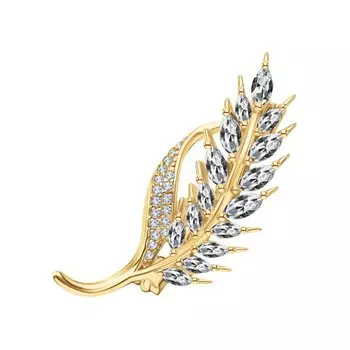 Серебряная брошь с фианитами