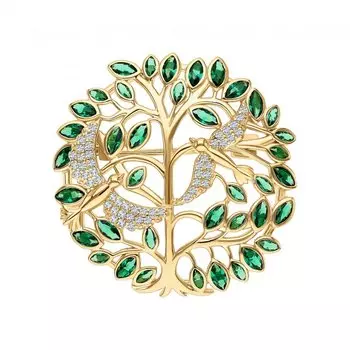 Серебряная брошь с фианитами