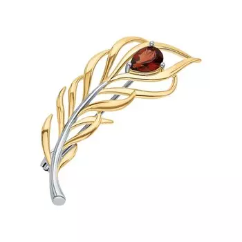 Серебряная брошь с гранатом