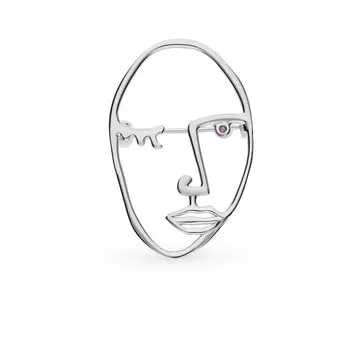 Серебряная брошь с корундом