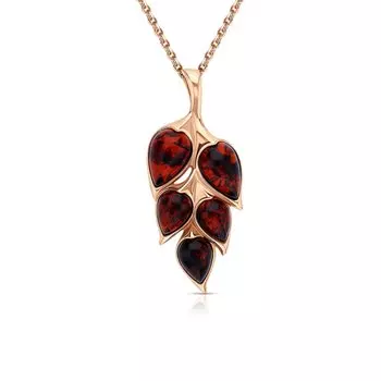 Серебряная брошь с янтарями природными