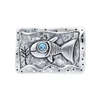 Серебряная брошь с синтетической бирюзой