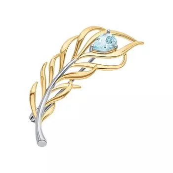 Серебряная брошь с топазами природными