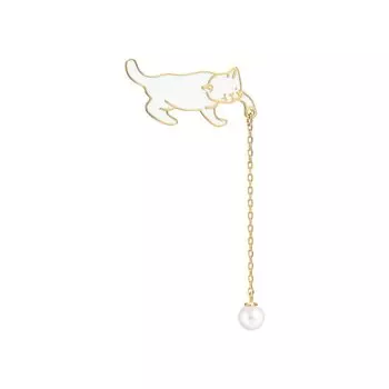 Серебряная брошь с жемчугом и эмалью