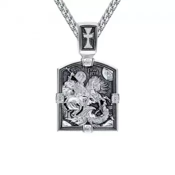 Серебряная подвеска-образок "ВЕЛИКОМУЧЕНИК ГЕОРГИЙ ПОБЕДОНОСЕЦ"