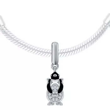 Серебряная подвеска с эмалью, фианитами и рубинами выращенными