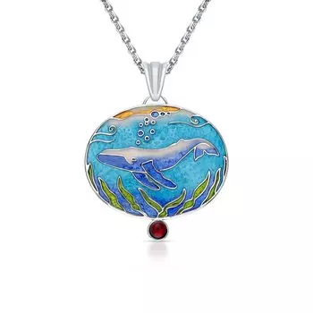 Серебряная подвеска с эмалью и фианитами