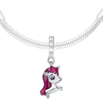 Серебряная подвеска с эмалью и фианитами