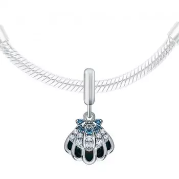 Серебряная подвеска с эмалью, имитацией жемчуга и фианитами