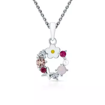 Серебряная подвеска с эмалью, жемчугом и фианитами