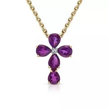 Серебряная подвеска с аметистами и фианитом