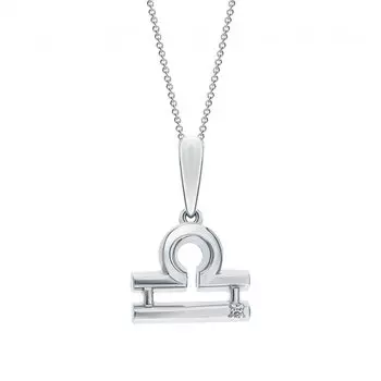 Серебряная подвеска с бриллиантами Весы