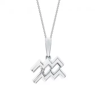 Серебряная подвеска с бриллиантами Водолей