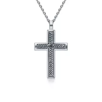 Серебряная подвеска с бриллиантом чёрным природным