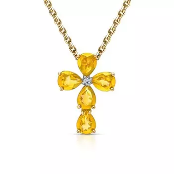 Серебряная подвеска с цитринами и фианитом