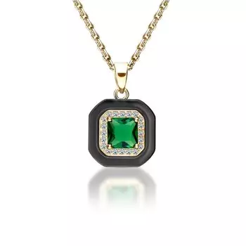 Серебряная подвеска с фианитами, алпанитом и керамикой