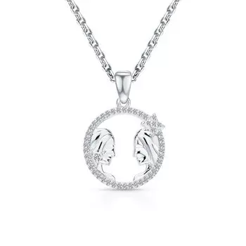 Серебряная подвеска с фианитами Близнецы