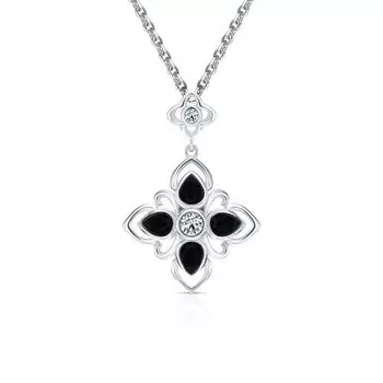 Серебряная подвеска с фианитами и агатами природными