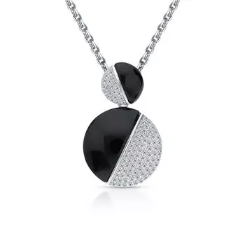 Серебряная подвеска с фианитами и агатами природными