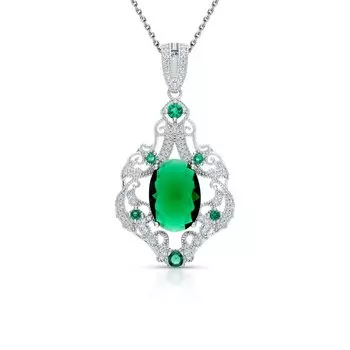 Серебряная подвеска с фианитами и алпанитом