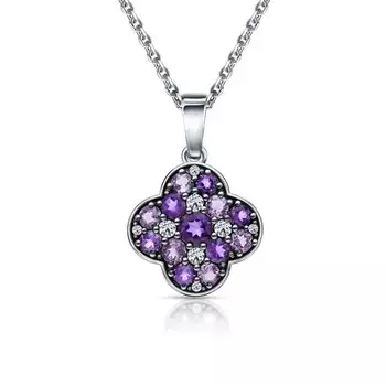 Серебряная подвеска с фианитами и аметистами