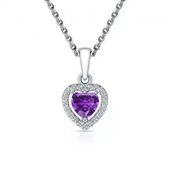 Серебряная подвеска с фианитами и аметистами природными