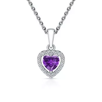 Серебряная подвеска с фианитами и аметистами природными