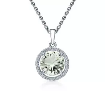 Серебряная подвеска с фианитами и аметистами природными