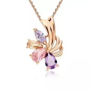 Серебряная подвеска с фианитами и аметистами природными