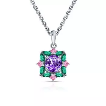 Серебряная подвеска с фианитами и аметистом