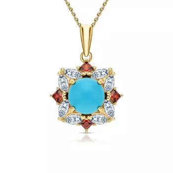 Серебряная подвеска с фианитами и бирюзой