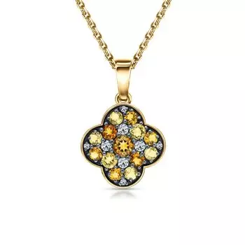 Серебряная подвеска с фианитами и цитринами природными