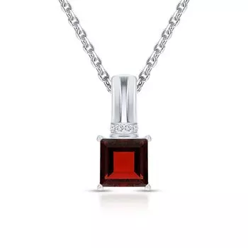 Серебряная подвеска с фианитами и гранатами природными